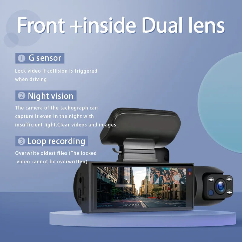 1080P Front & Rear Dash Cam with IR Sensor