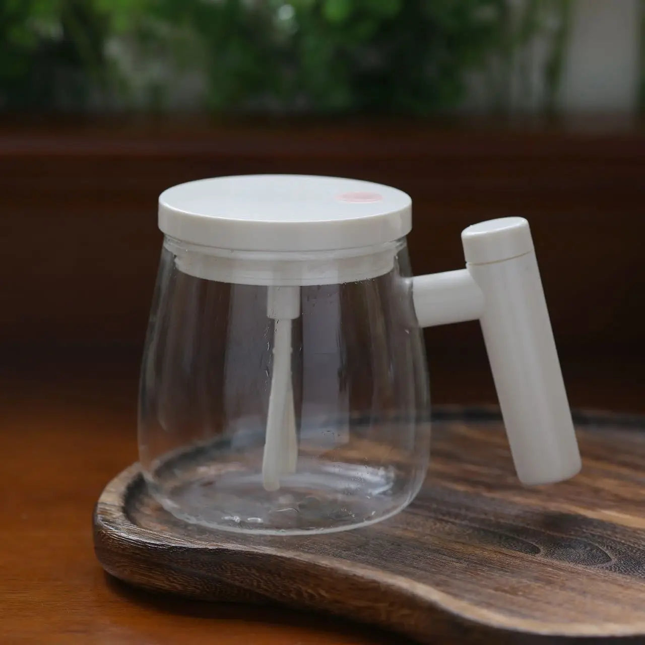 Portable Electric Self Mixing Mug with Wooden Handle