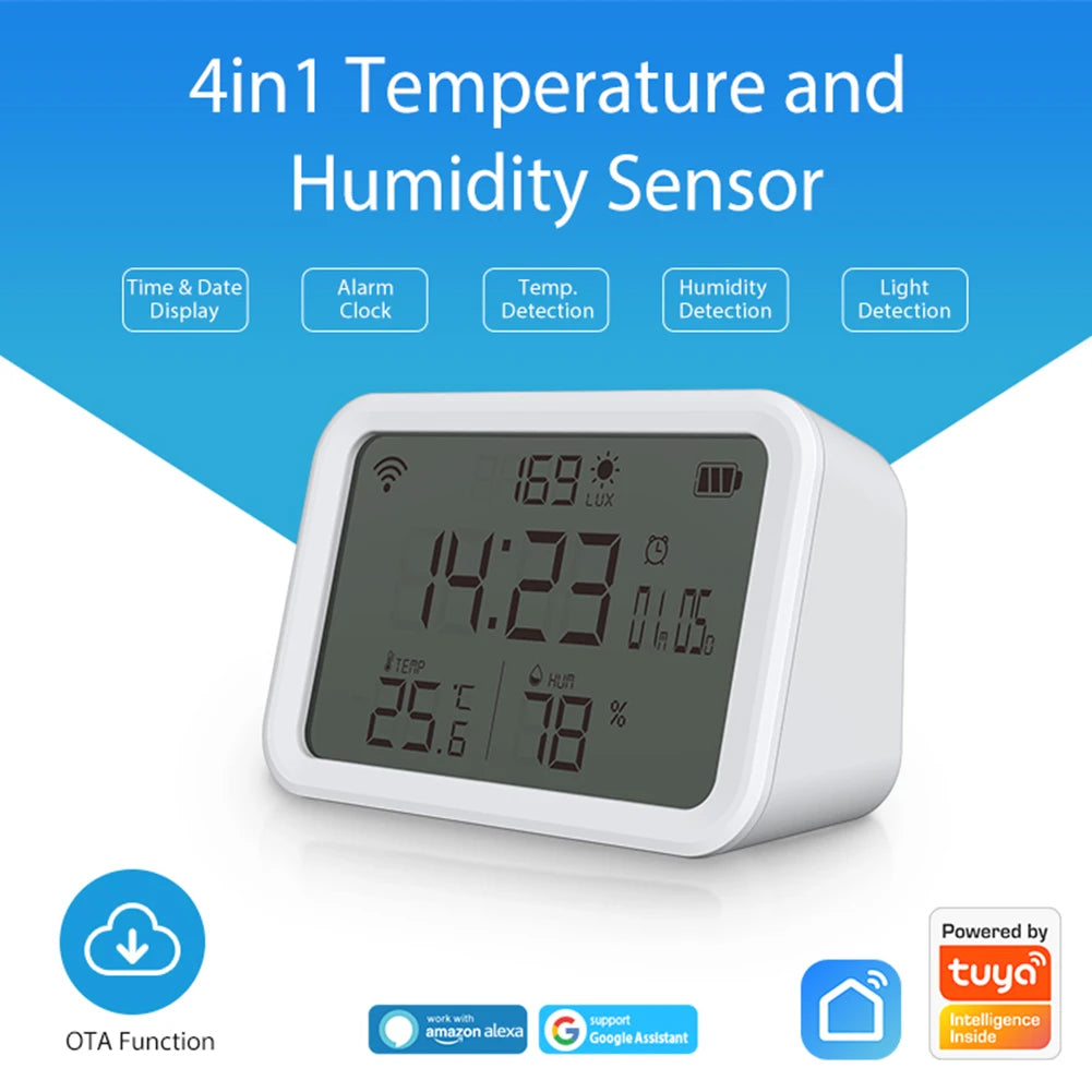 4-in-1 WiFi LCD Thermometer Humidity Meter