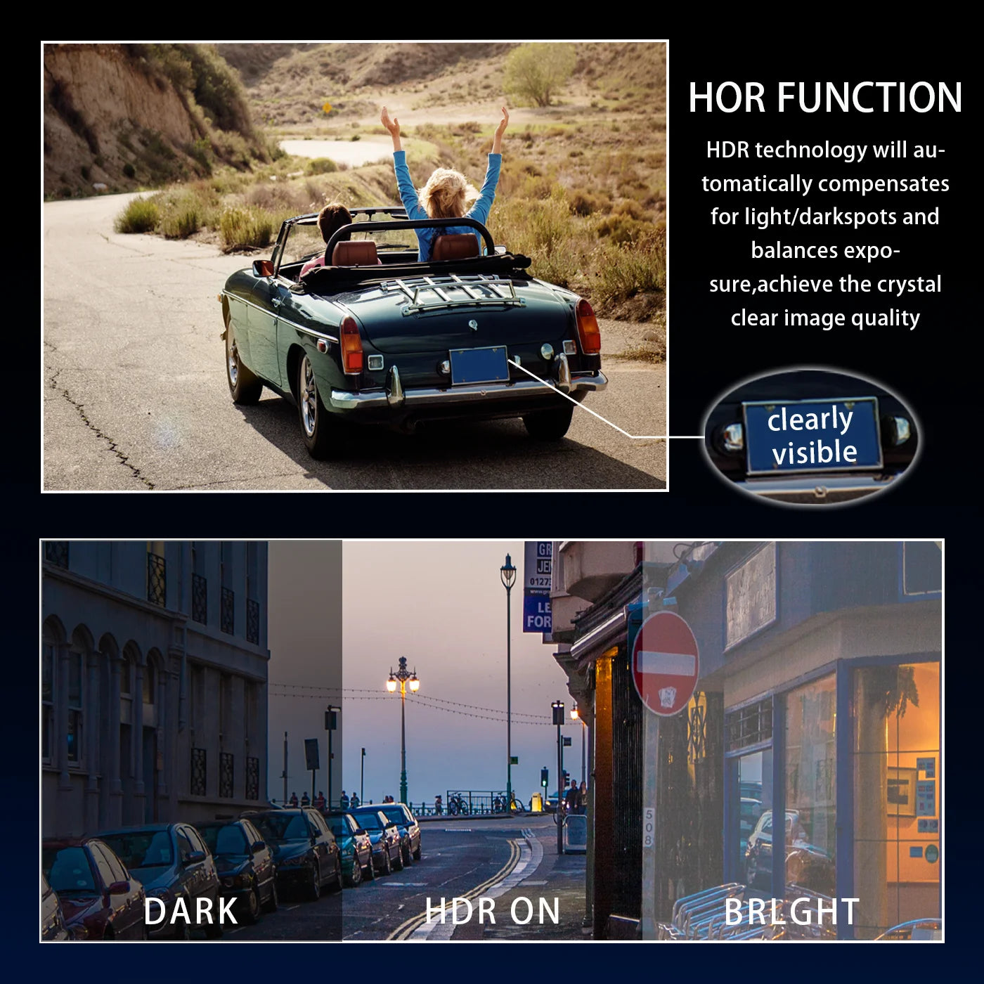 1080P Front & Rear Dash Cam with IR Sensor