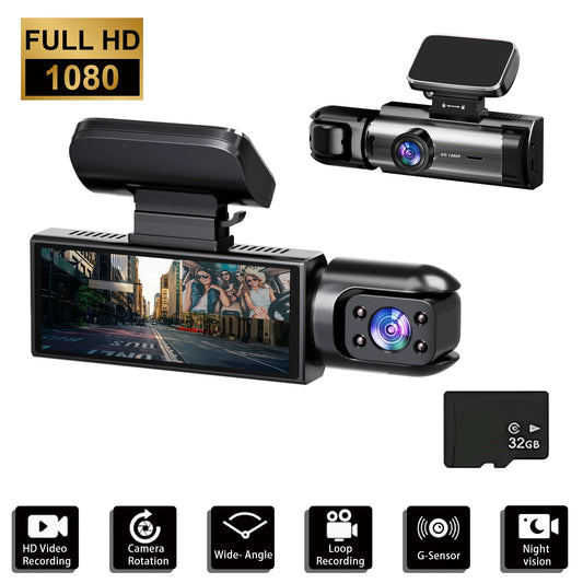 1080P Front & Rear Dash Cam with IR Sensor
