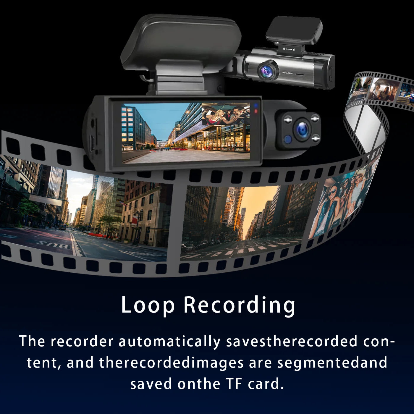 1080P Front & Rear Dash Cam with IR Sensor