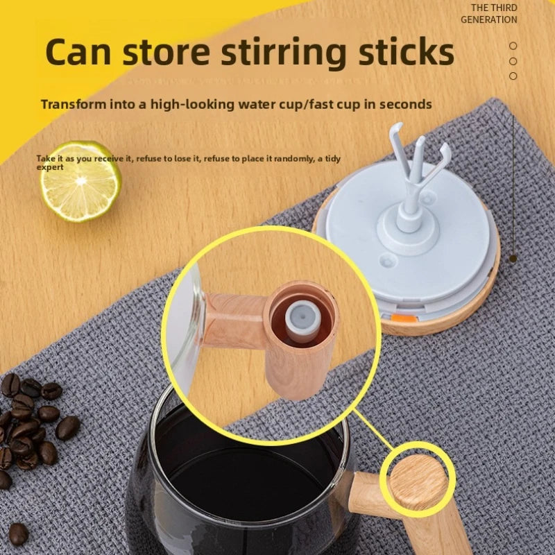 Portable Electric Self Mixing Mug with Wooden Handle