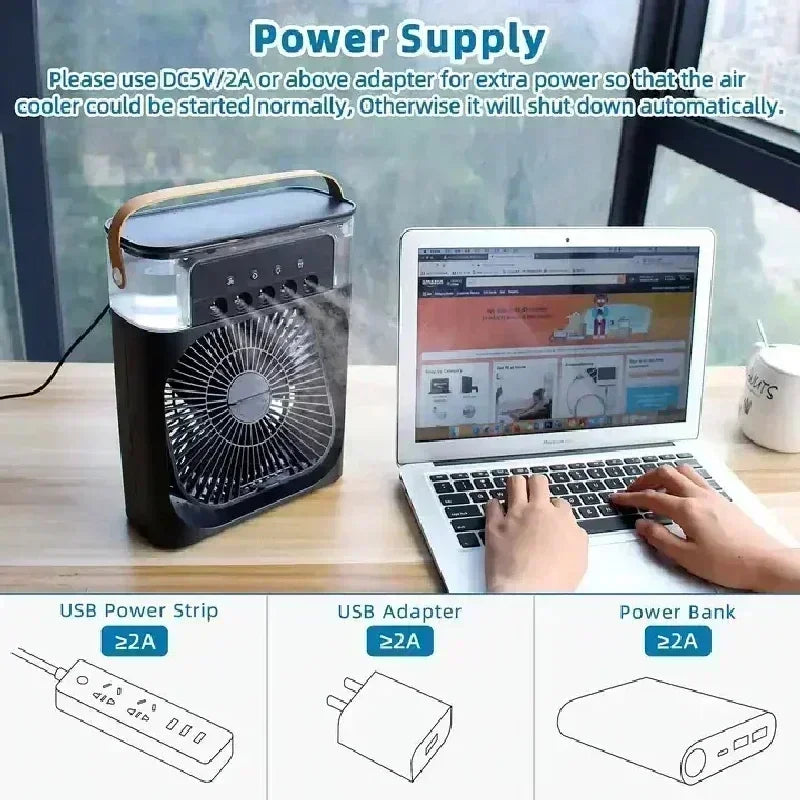 Portable USB LED Electric Humidifier Fan