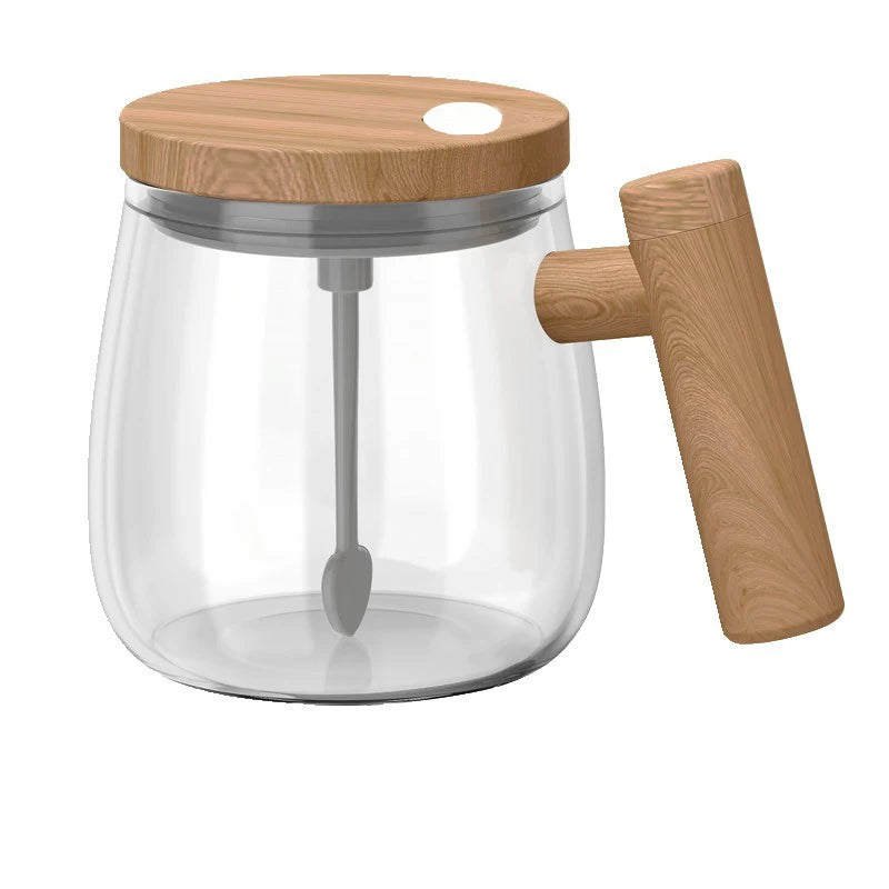 Portable Electric Self Mixing Mug with Wooden Handle